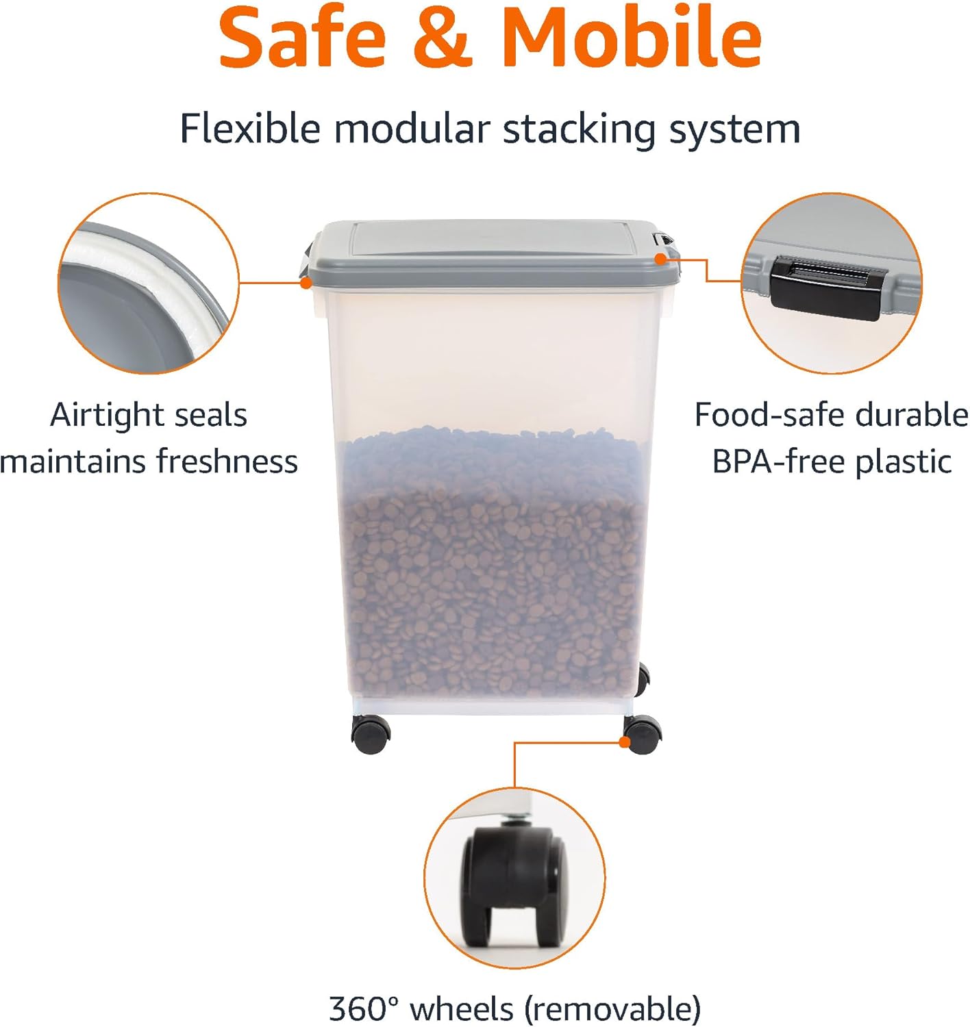 Amazon Basics Airtight Pet Food Storage Container with Scoop, BPA Free