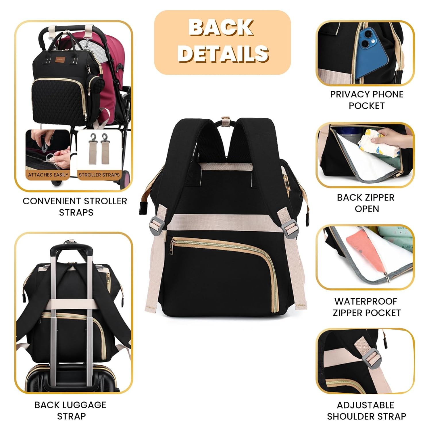 Diaper Bag Backpack with Changing Pad Pacifier Case, Baby Bag for Boy 