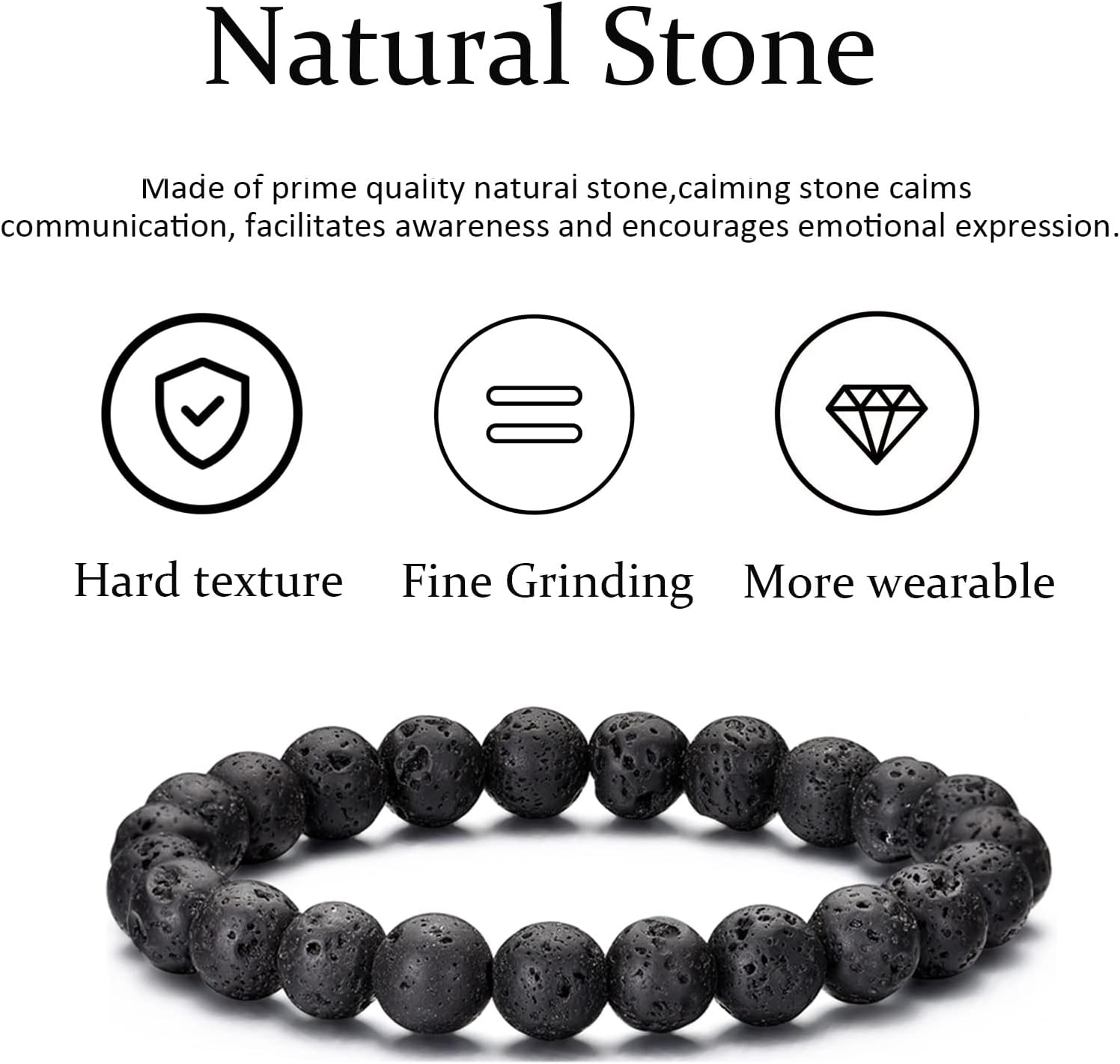 RANKEEF Tiger Eye Bracelet For Men 8MM Natural Stone Stretch Adjustabl