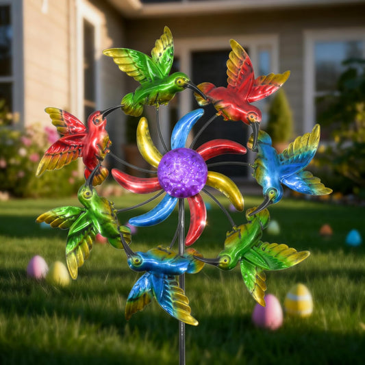 Wind Spinners Outdoor Hummingbird - Birthday Gifts for Women Mom Wife Grandma, 39" Metal Stake Wind Sculpture Yard Art for Garden Decor for Outside, Patio,Lawn