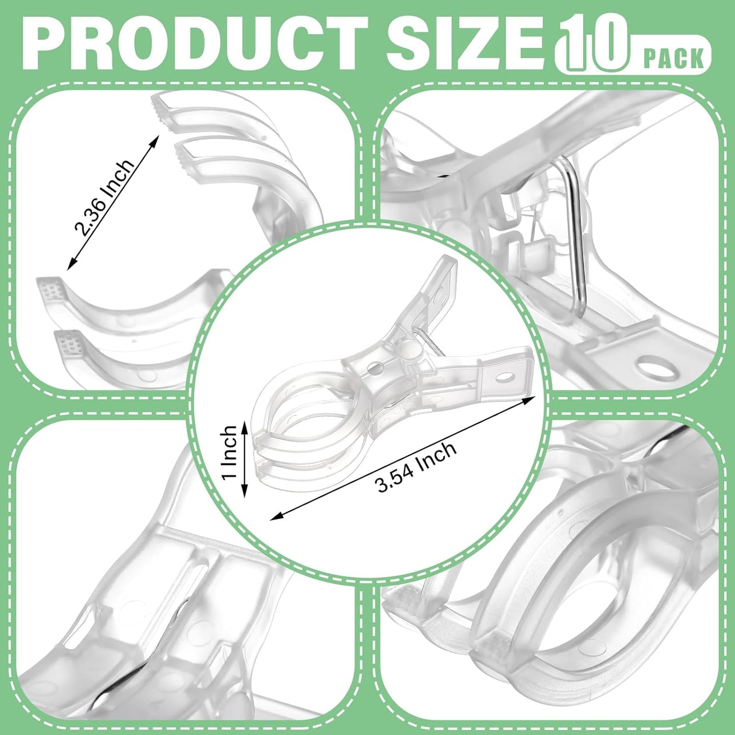 LemonRoad 10 Pack Large Balloon Arch Clips Plastic Transparent Backdrop Spring Clamps 3.5 Inch Heavy Duty Clip for Balloon Arch Kit Birthday Decoration Crafts Woodworking Photography Studios (Clear)