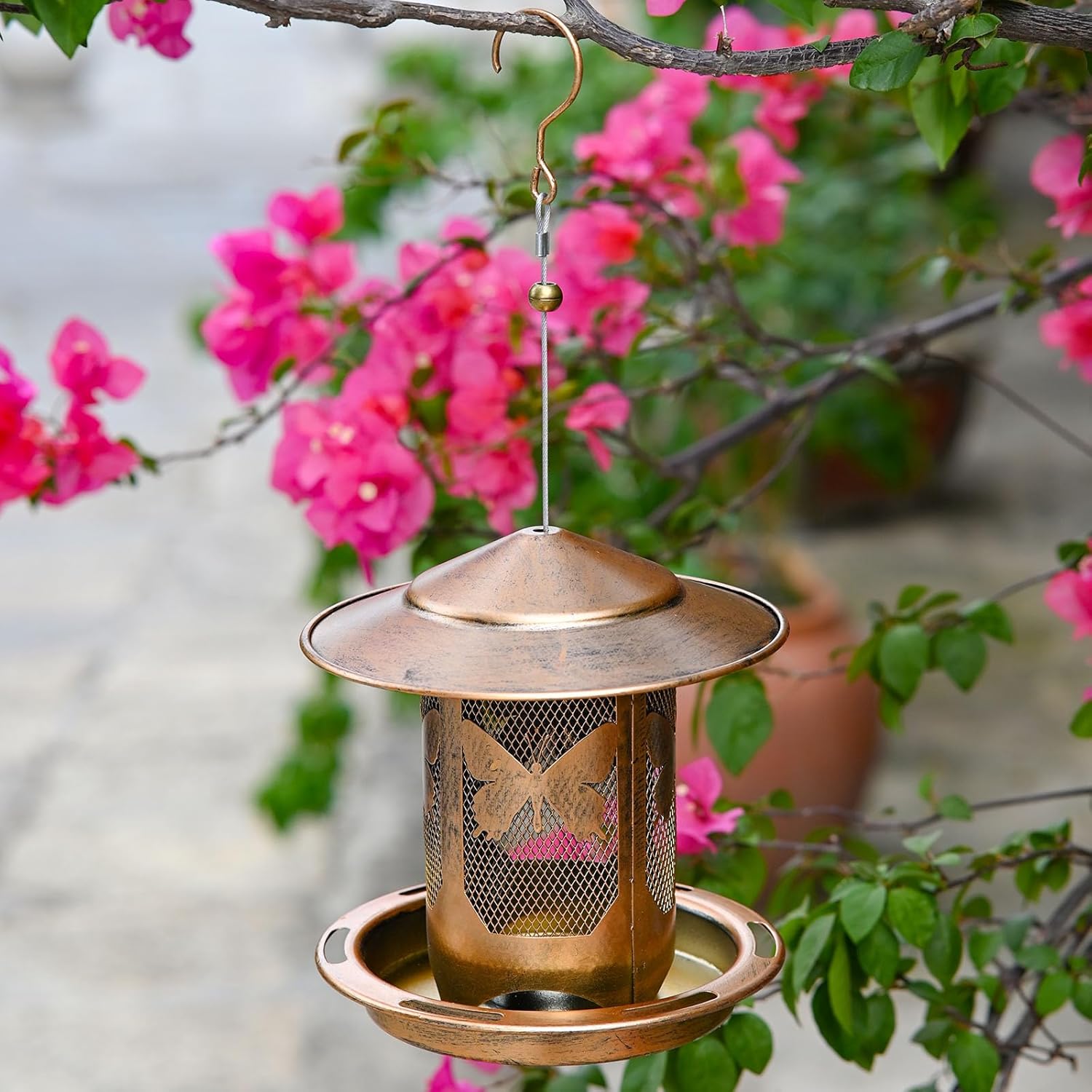 Anti Squirrels Metal Wild Bird Feeder Feeding Stations Wide Roof Prote