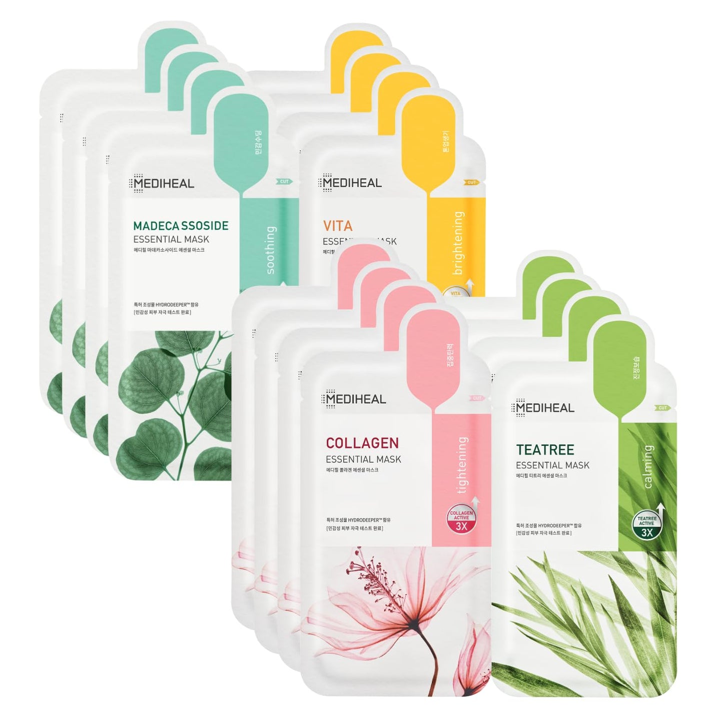 Mediheal Sheet Mask New Essential HERO 16 pack (Collagen, Tea Tree, Ma