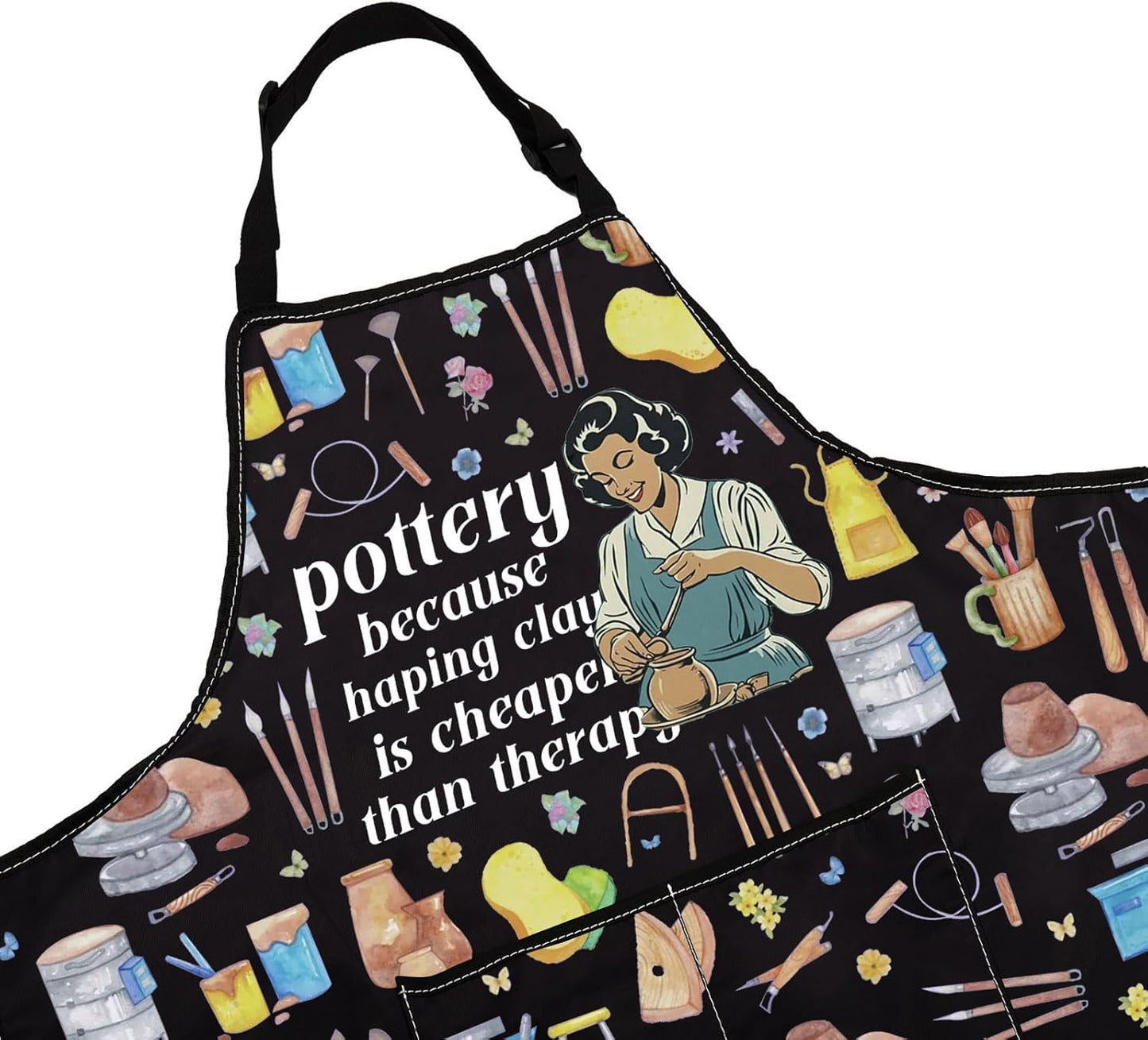 WCGXKO Pottery Gift Ceramic Artist Gift Funny Pottery Kitchen Apron Cl