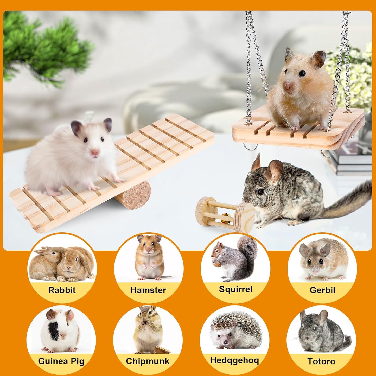 VESPRO Hamster Toys Set, Guinea Pig Toys Small Animal Chewing Toy and 
