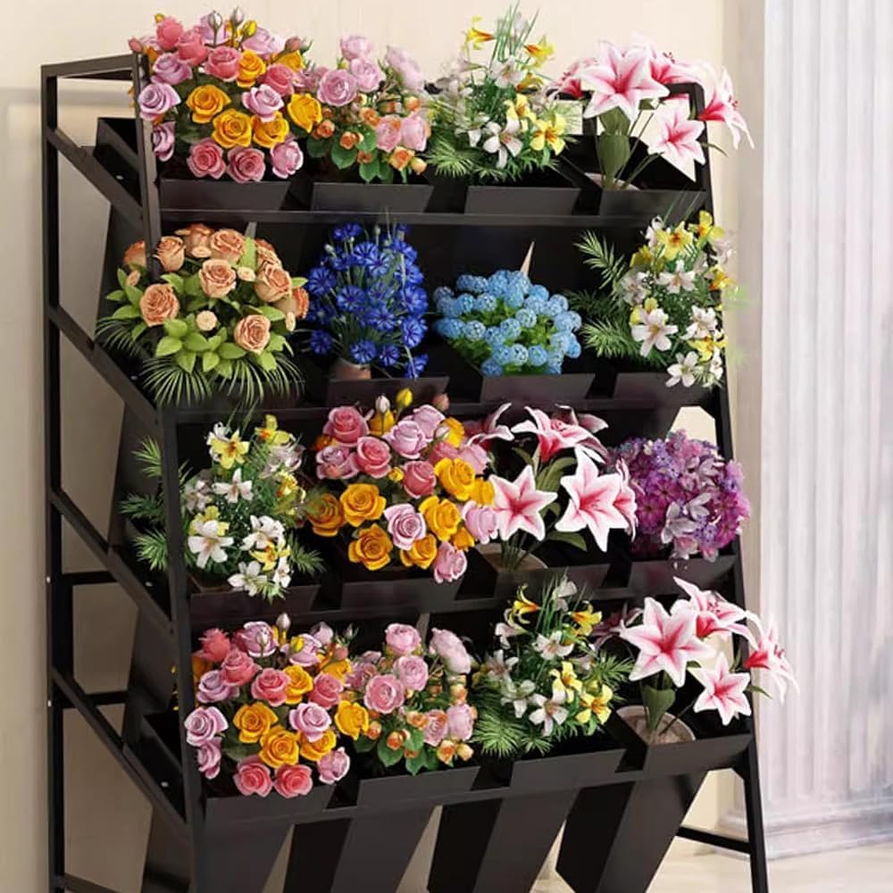 Gold Metal Plant Stand - 3-Tier Ladder Shelf for Indoor/Outdoor Use, Flower Display Rack, Decorative Planter for Balcony, Garden, Courtyard, Art Exhibitions