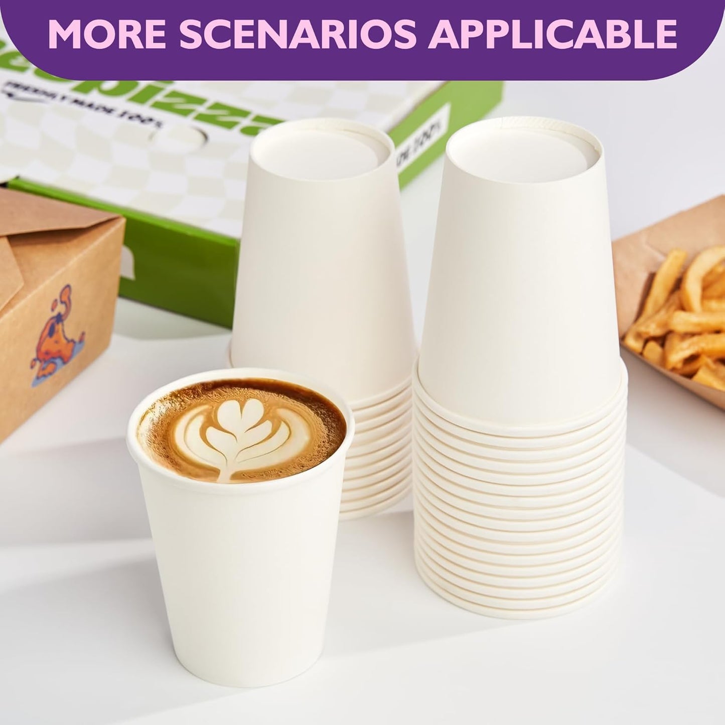 8 oz White Paper Coffee Cups, Disposable Hot Cups for Coffee, Tea, Cocoa, Water, 400 Pack