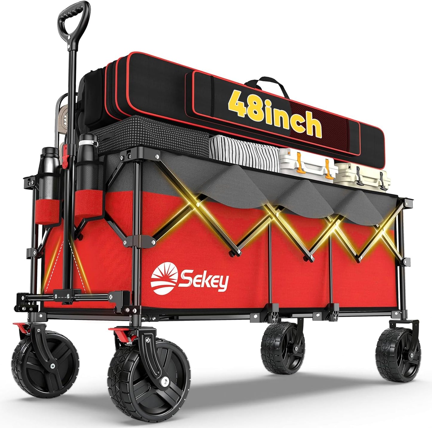 Sekey 48''L Collapsible Foldable Extended Wagon with 660lbs Weight Cap