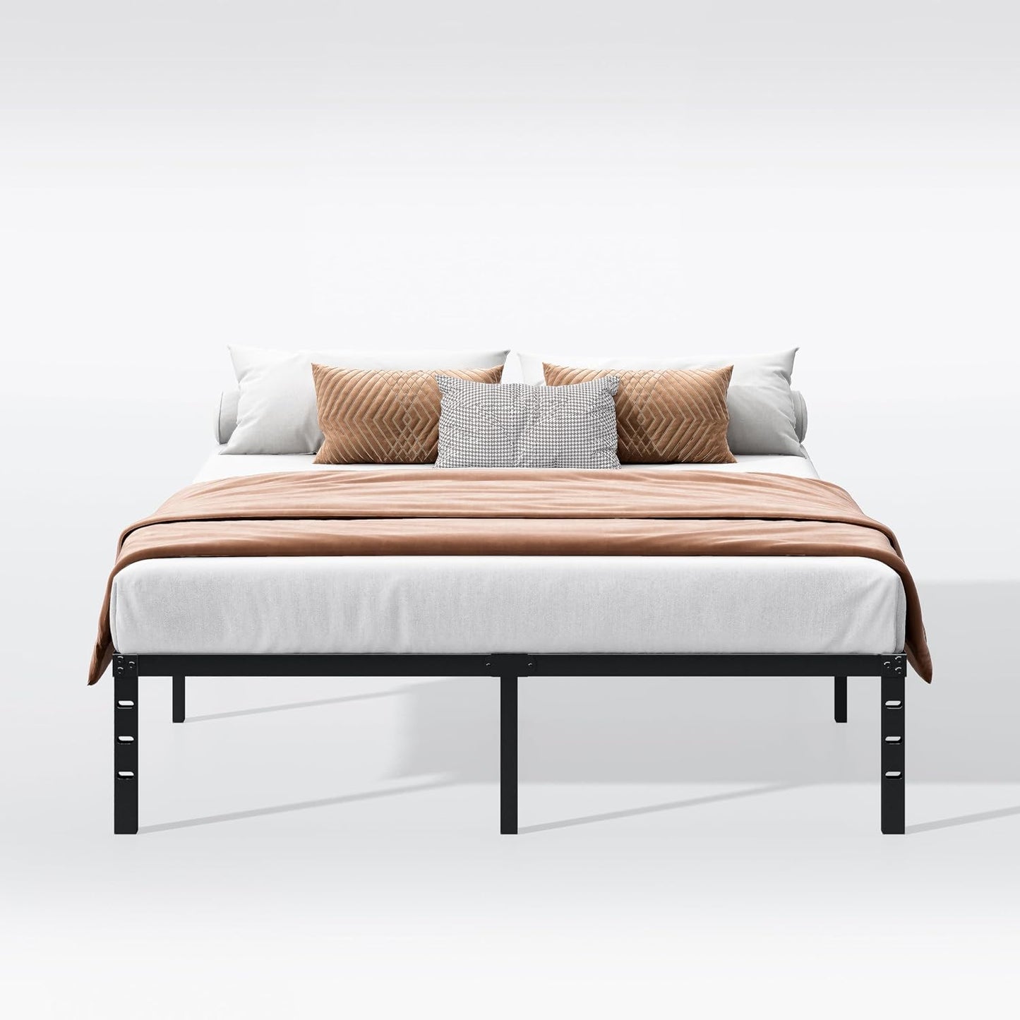 Hafenpo 14 Inch Queen Bed Frame - Sturdy Metal Platform Queen Size, No Box Spring Needed, Heavy Duty, Easy Assembly, Strong Bearing Capacity, Under Bed Storage, Black