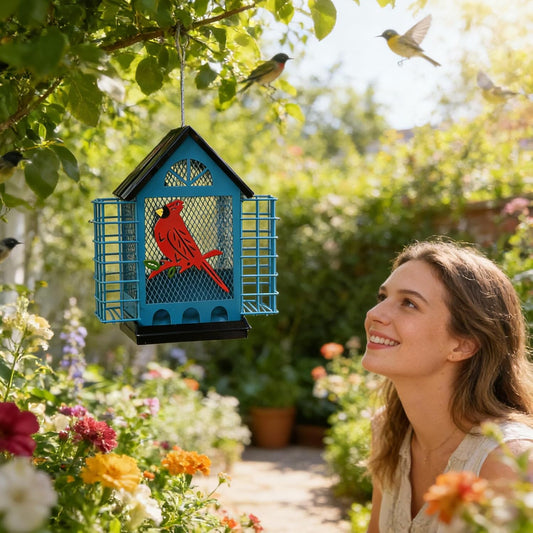 Bird Feeders for Outdoors | Birdwatching Feeding Station with Double Suet Cages,Bird Feeders for Outdoors Squirrel Proof,for Cockatiels Finches Lovebirds Budgies Yard Balcony Patio Deck Gazebo