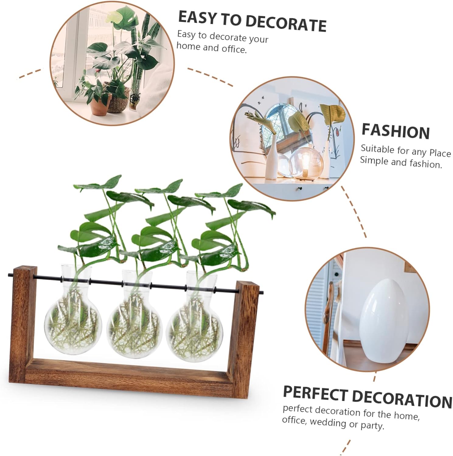 PRETYZOOM Indoor Plant Pot Green Decor Succulent Plant Pots Glass Vase