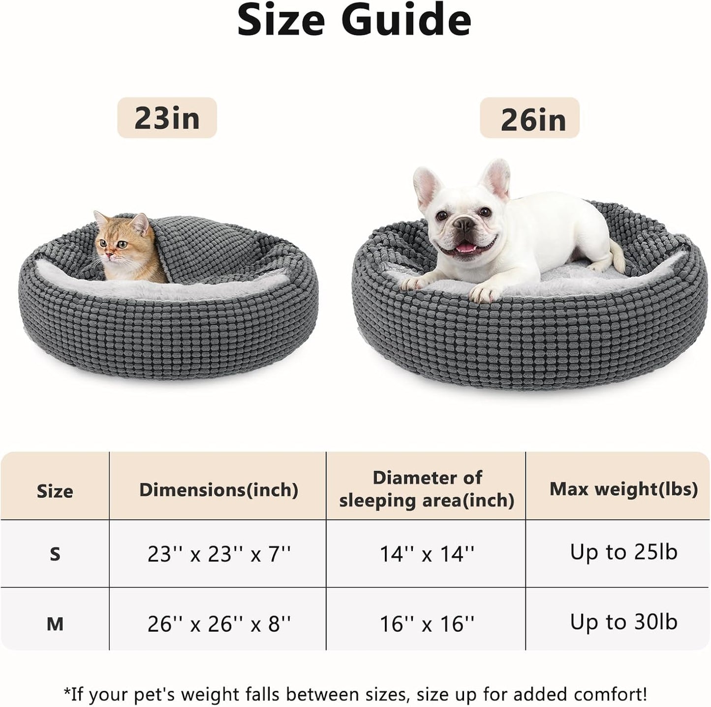 SIWA MARY Small Dog Bed with Attached Blanket, Cozy Donut Cuddler Anti
