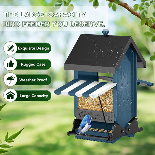 2025 Squirrel Proof Bird Feeders for Outdoors with Weight-Activated, 5