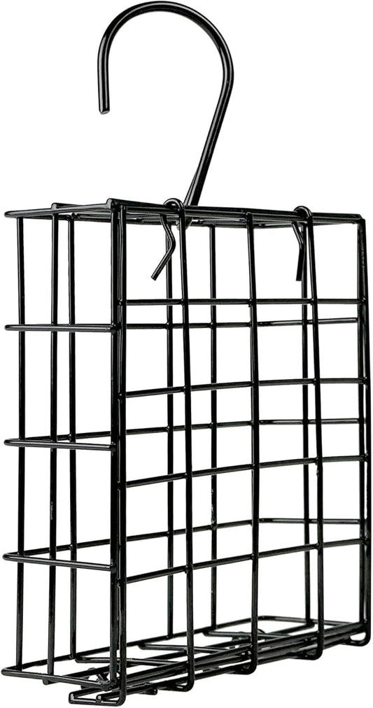 Wild Wings Metal Suet Cage Feeder for Outdoor Décor Wild Bird Feeders, 1 Suet Cake Capacity, Hanging Suet Feeder, Black