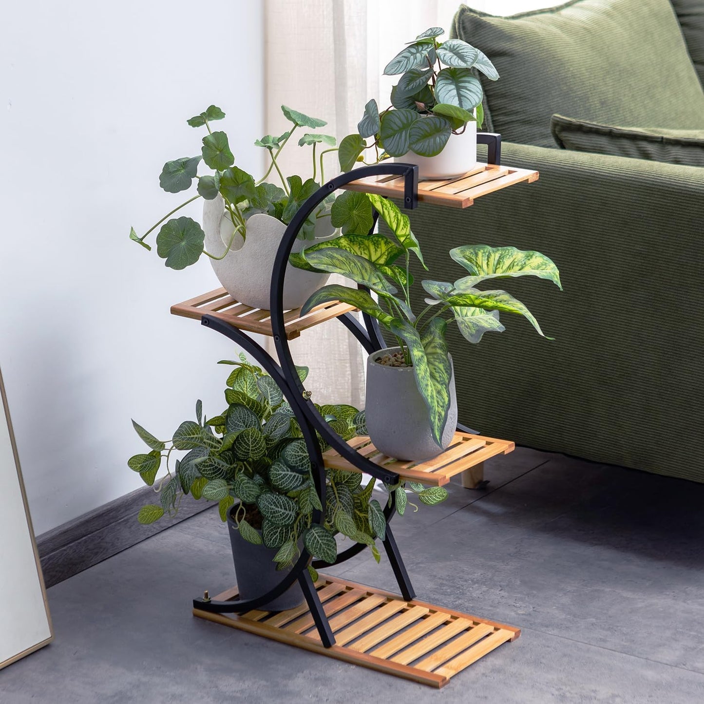 Bamboo 4-Tier Plant Stand Rack Multiple Flower Pot Holder Shelf Indoor