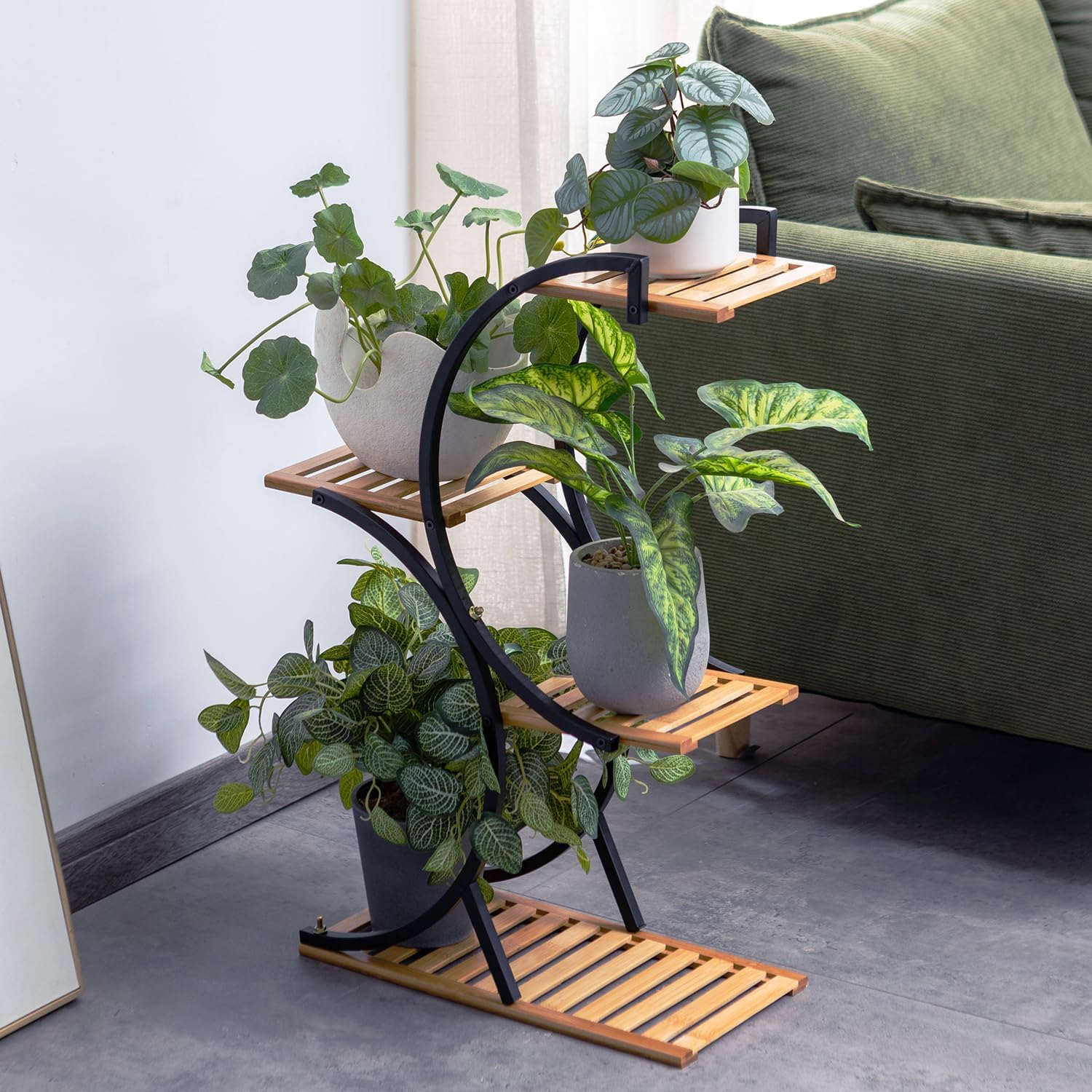 Bamboo 4-Tier Plant Stand Rack Multiple Flower Pot Holder Shelf Indoor
