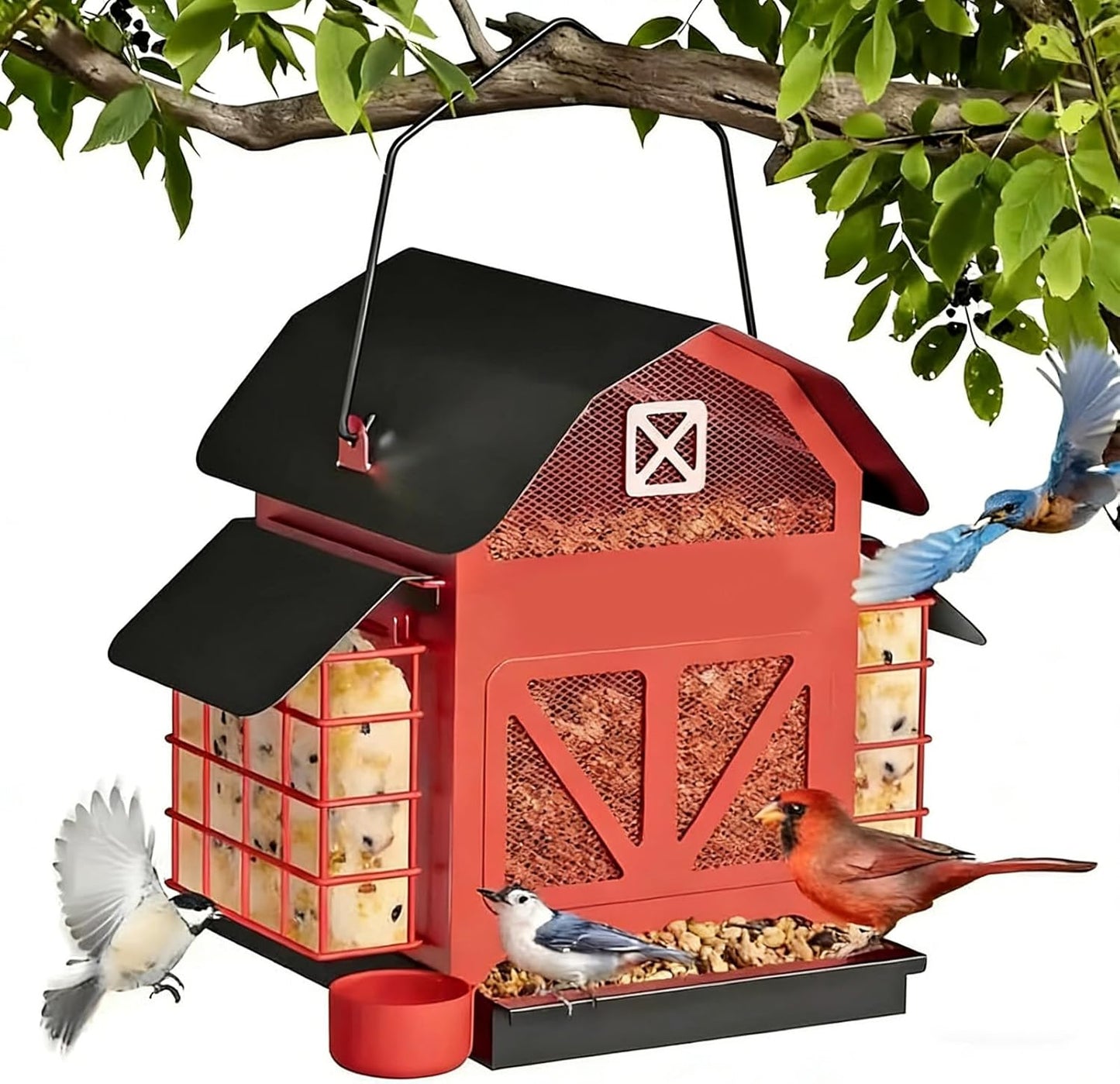 Sturdy Metal Bird Feeder with Complete Access and Drain Openings for Outdoor Use Bird Feeder with Drainage