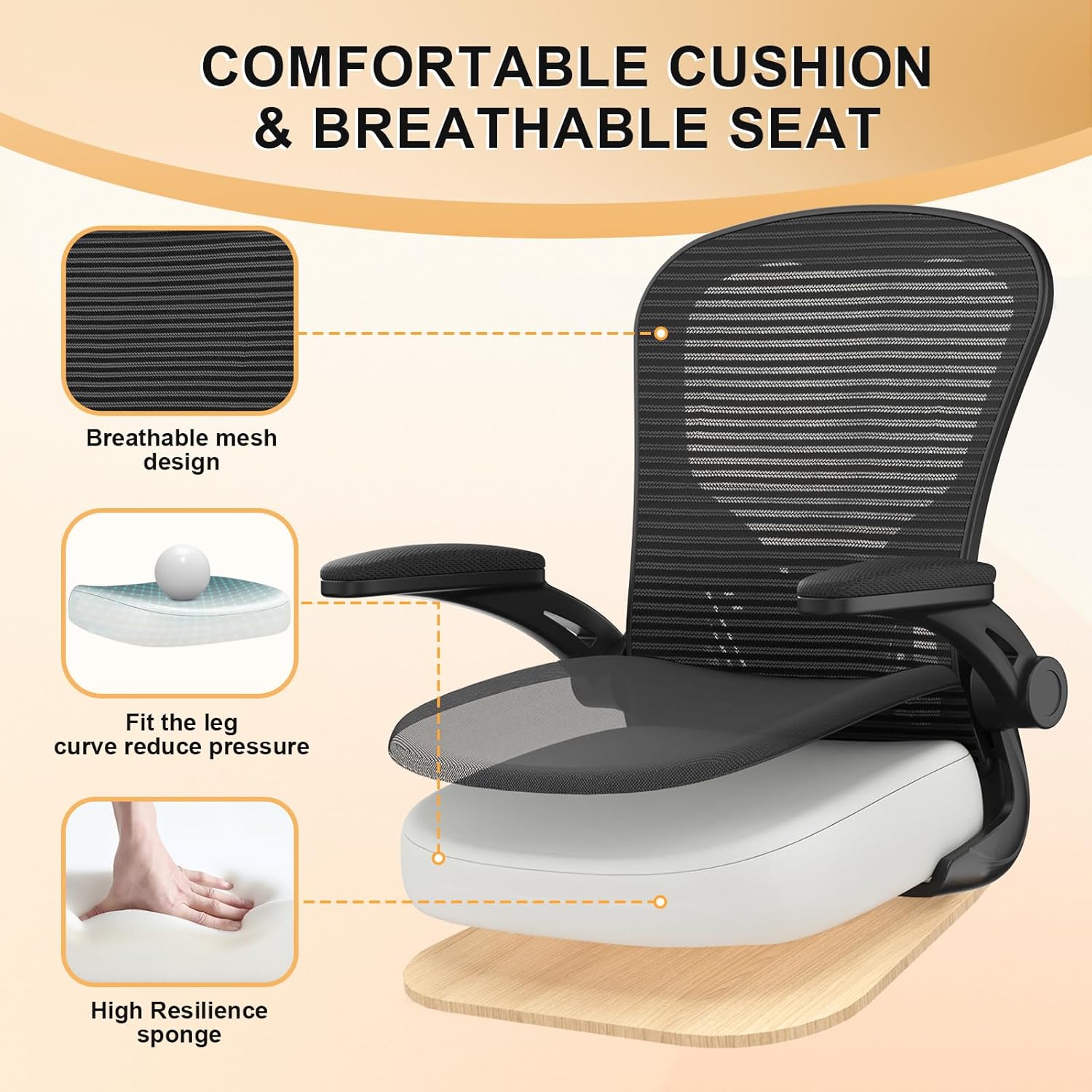 Office Chair, Ergonomic Desk Chairs 330LBS Capacity High Back Mesh Com