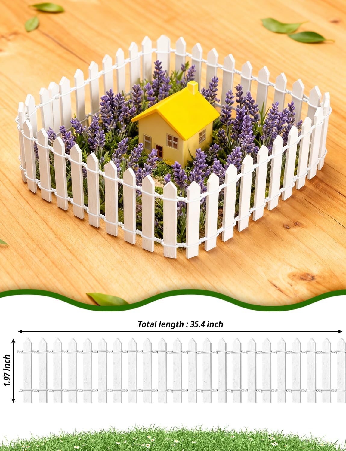 3 PCS 35 Inch Mini Christmas Garden Fence, White Miniature Fairy Garde