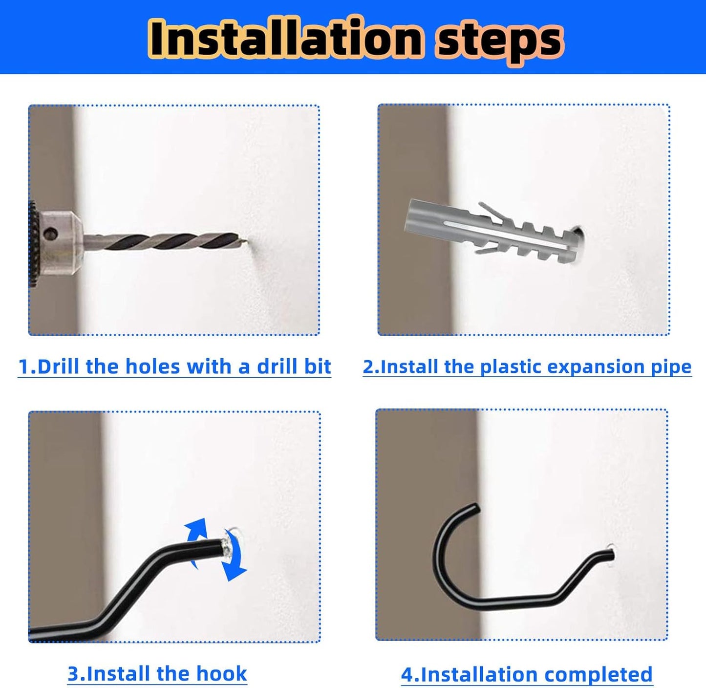 Heavy Duty Bike Hooks for Garage Ceiling - 6-Pack (Red) Storage Hooks 