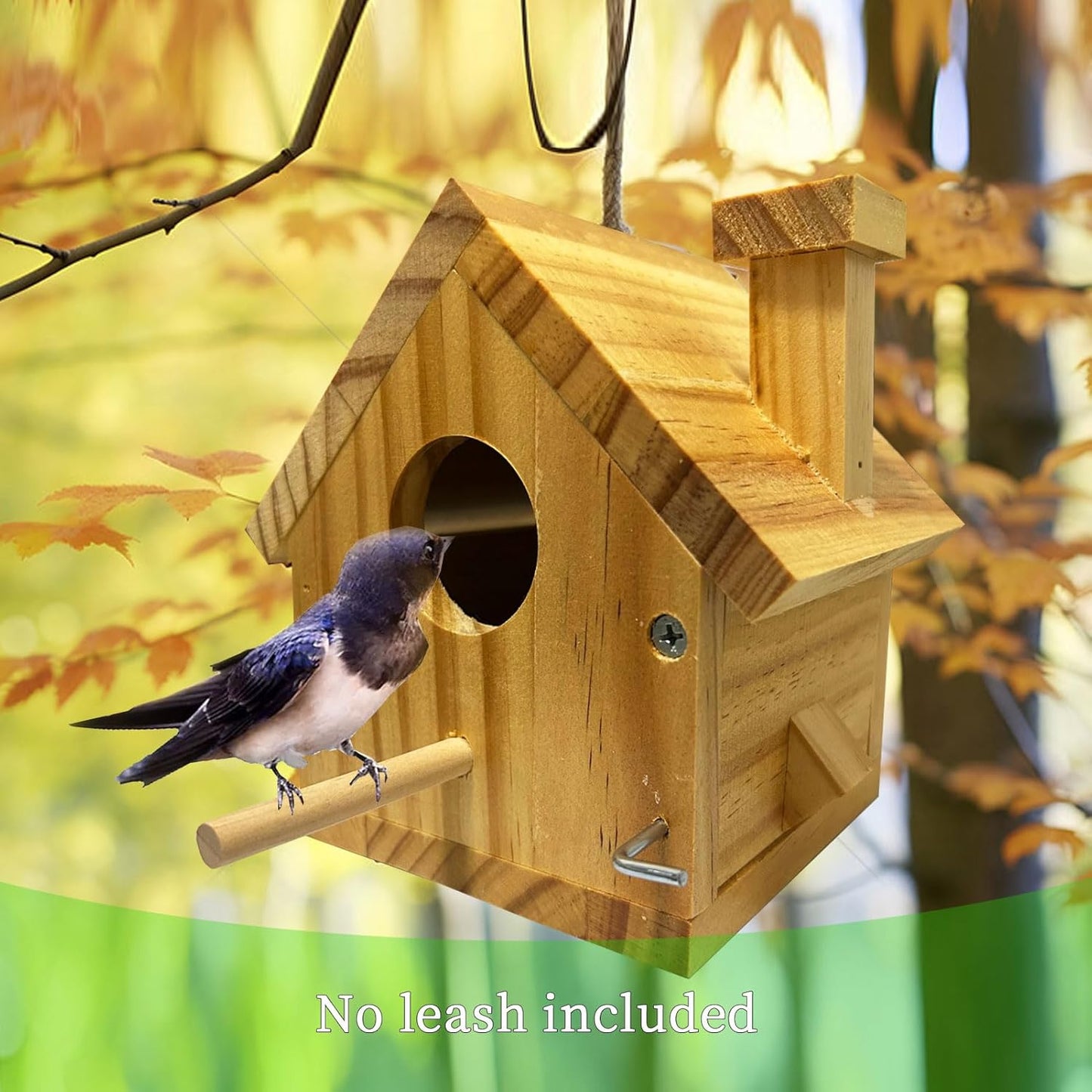 Bird Houses for Outside Clearance, Bird House Natural Wood Birdhouse with Pole, Hanging Blue Bird Houses for Outdoors Garden Country, Finch Cardinals Swallow Wren Bluebird House