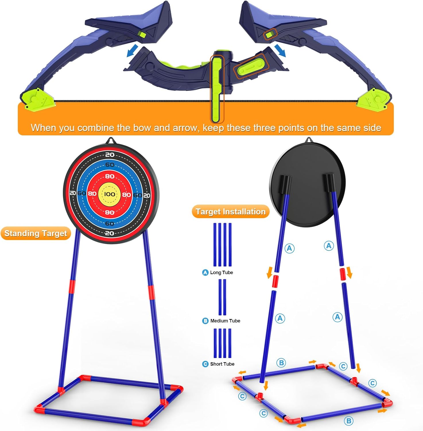 2 Pack Bow and Arrow Set for Kids, Light Up Archery Set with 14 Suctio