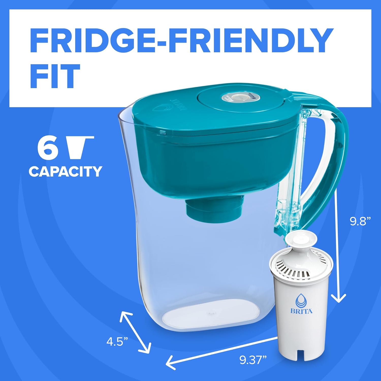 Brita Metro Water Filter Pitcher with SmartLight Change Indicator, BPA