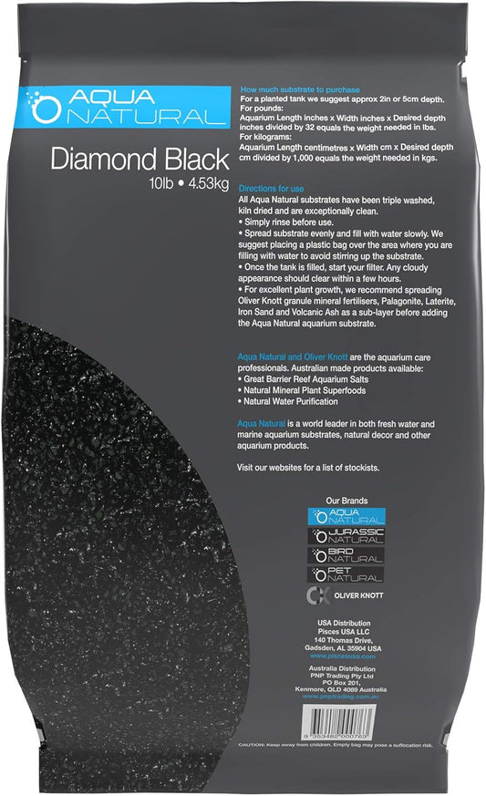 Aqua Natural Diamond Black 10lb, Premium Gravel and Substrate for Aqua