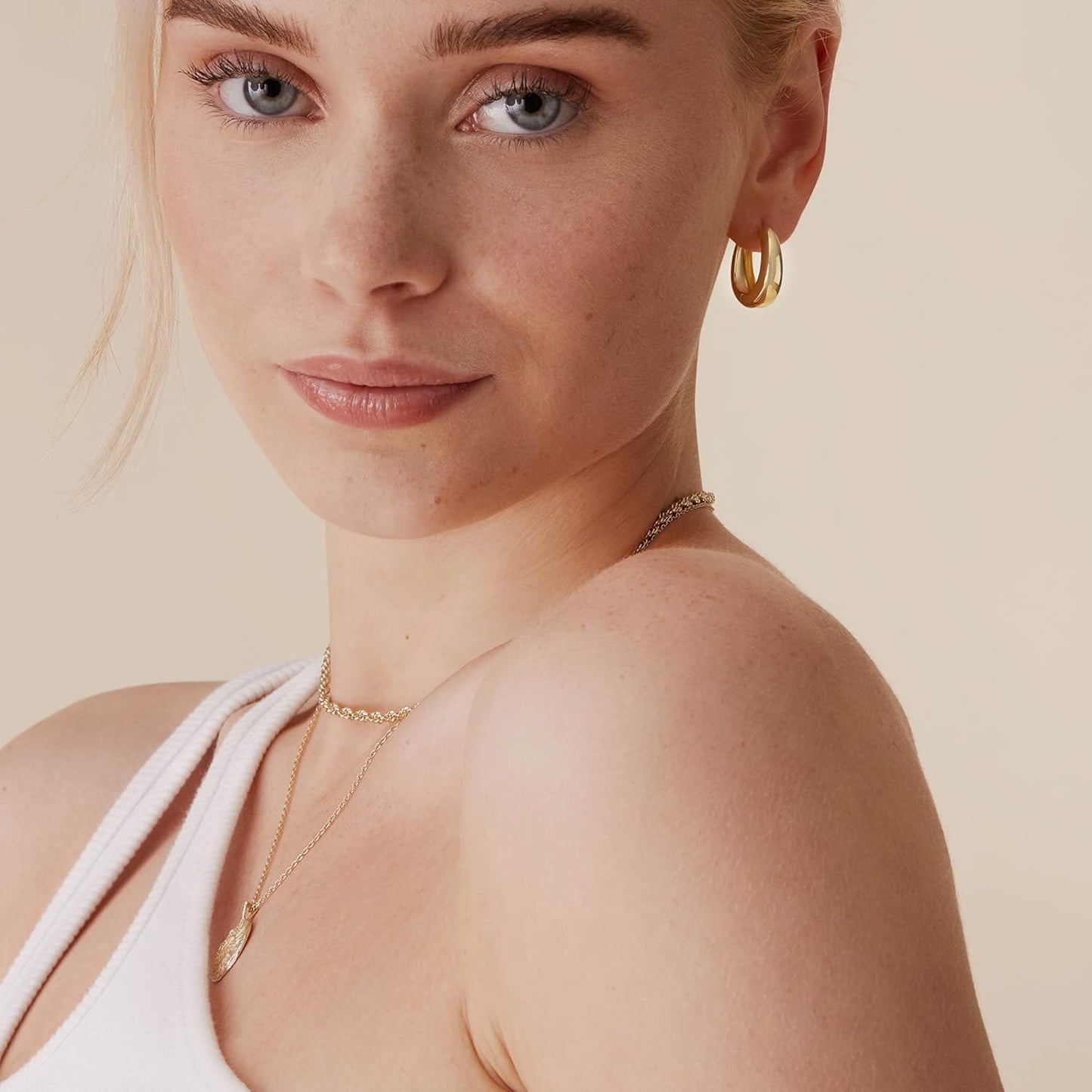 PAVOI 14K Gold Plated 925 Sterling Silver Post Small Chunky Hoops Earr