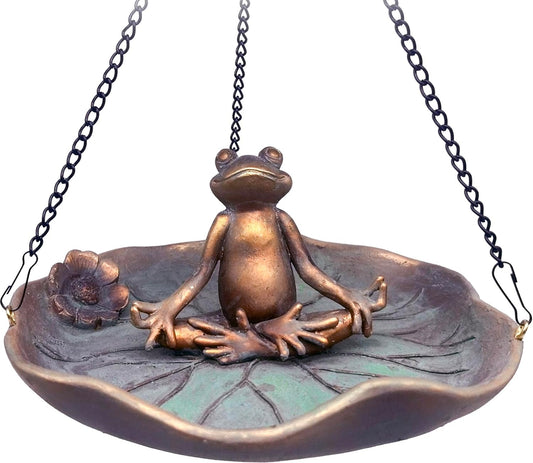 Spoontiques Yoga Frog Outdoor Bird Feeder for Wild Birds - Durable Weather-Resistant Birdfeeder for Yard, Garden or Patio, Easy Refill & Cleaning, Attracts Finches, Cardinals & Songbirds