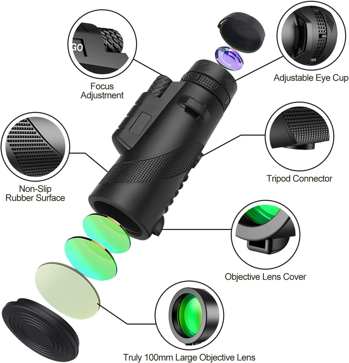Monocular-Telescope 80x100 High Powered Monoculars High Definition for