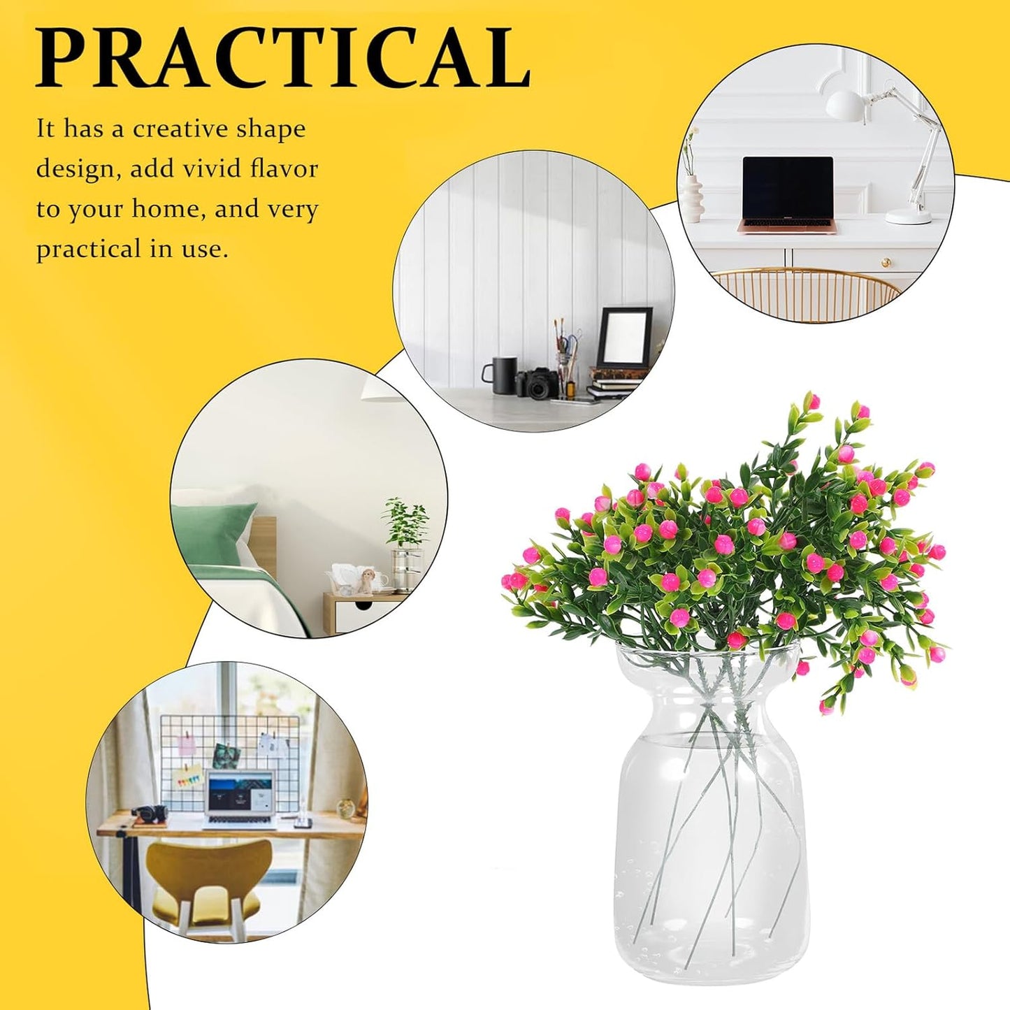 Milisten Glass Vase Hydroponic Flower Vase Small Glass Planter Pot Water Plant Holder for Home Décor Wedding Centerpieces and Bookshelf Decoration