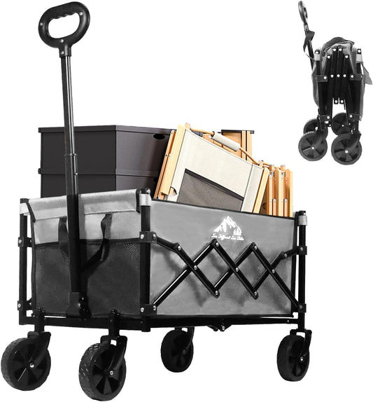 Collapsible Wagon Folding Utility Cart, Beach Wagon 352LBS Heavy-Duty 