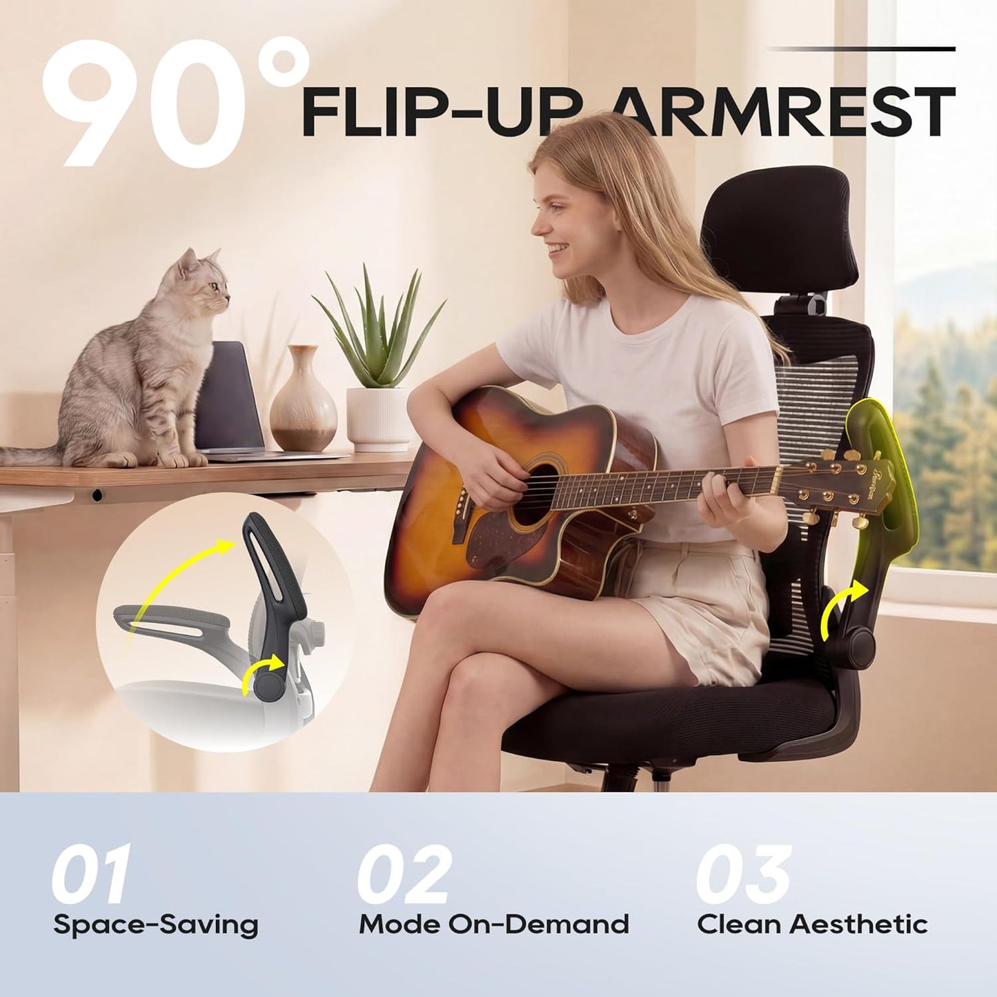 Ergonomic Office Chair, High Back Mesh Desk Chair with Adjustable Lumb