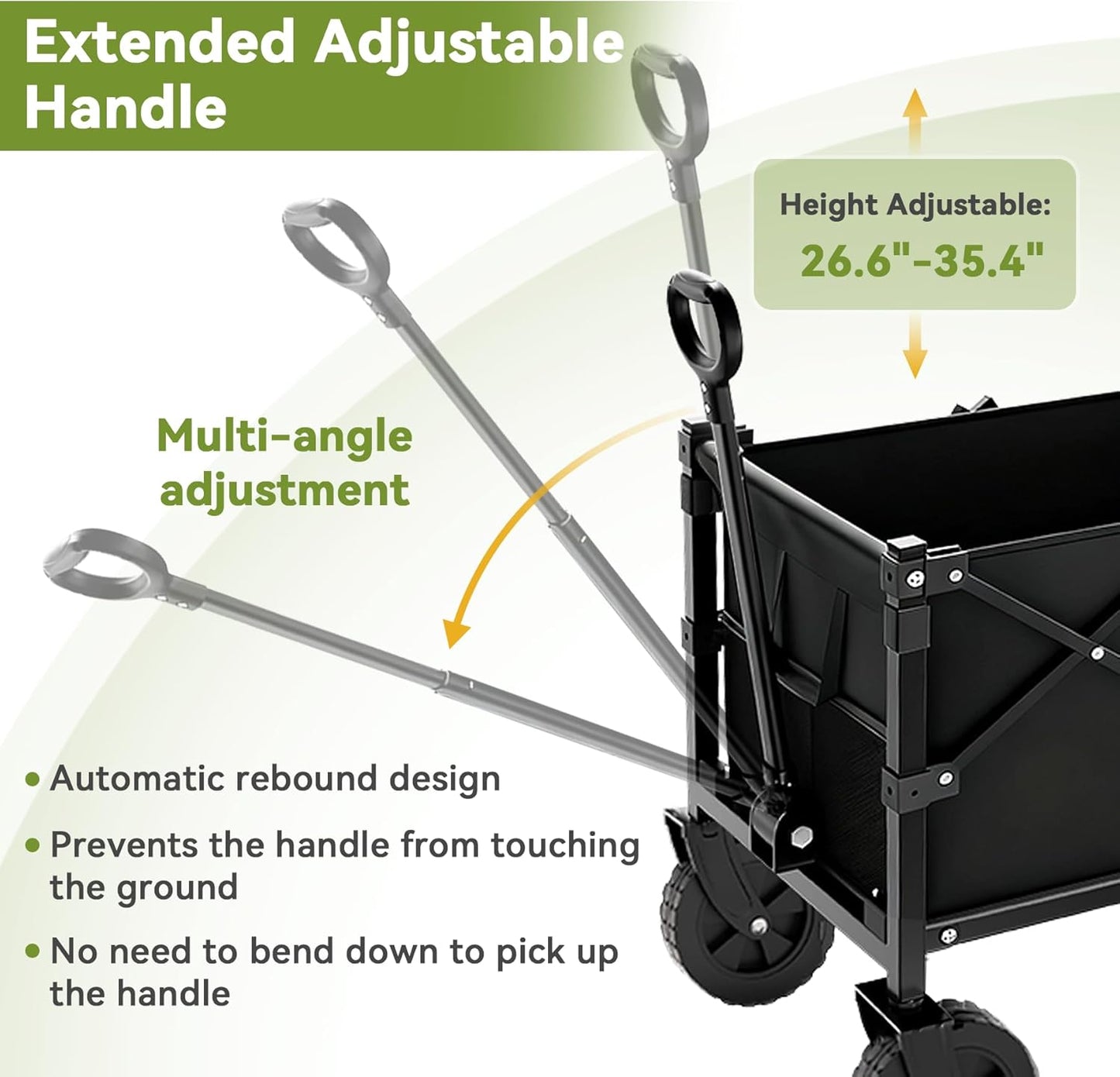 Wagons Carts Foldable, 360LBS Heavy Duty Collapsible Wagon with Wheels