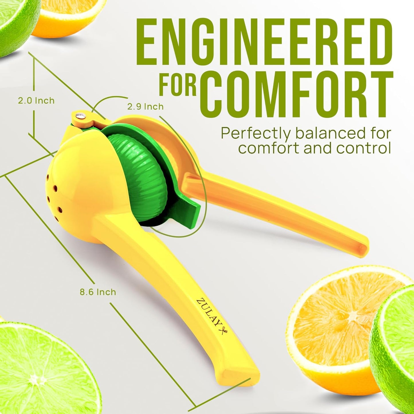 Zulay Kitchen Metal 2-in-1 Lemon Squeezer - Sturdy Max Extraction Hand