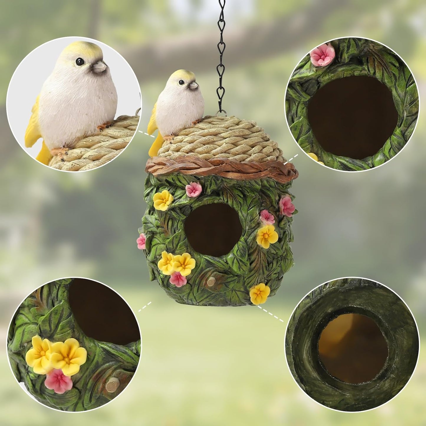 Bird Houses for Outside Bird Nesting Design Resin Birdhouse, Garden Ou