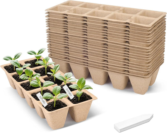 200 Cells Peat Pots, Seed Starter Trays Planting Trays for Seedlings, 