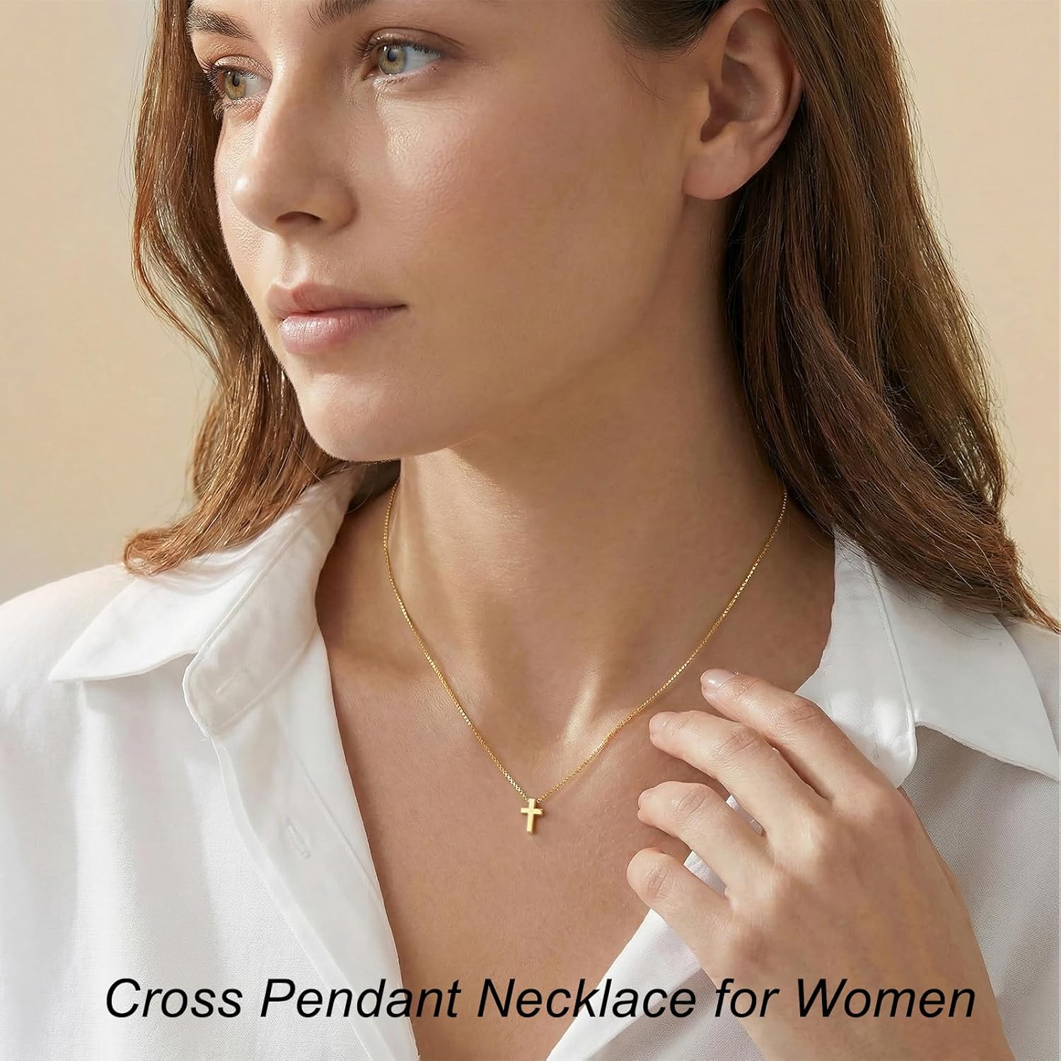 Easter Basket Stuffer Cross Necklace for Women Girls, Dainty 14K Gold 