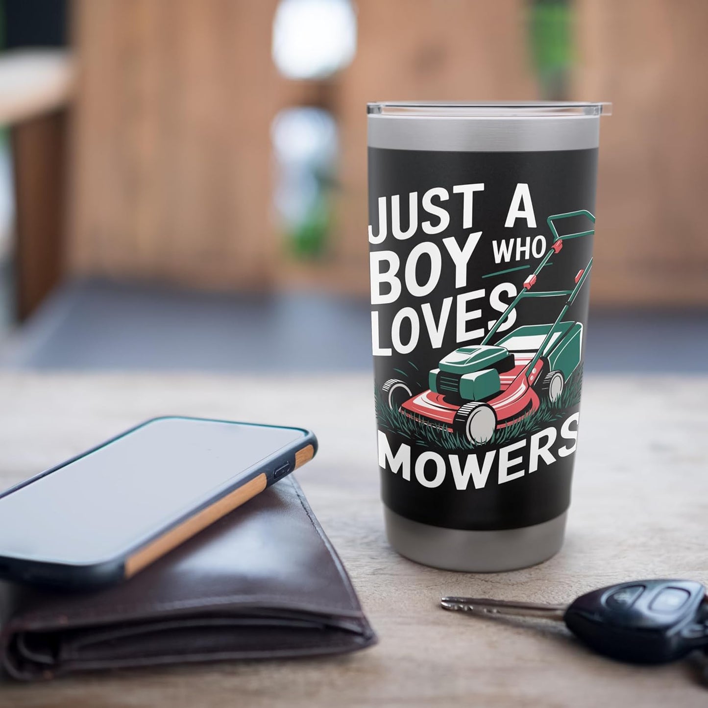Boy Who Loves Lawn Mowers Mowing Enthusiast Design Stainless Steel Insulated Tumbler