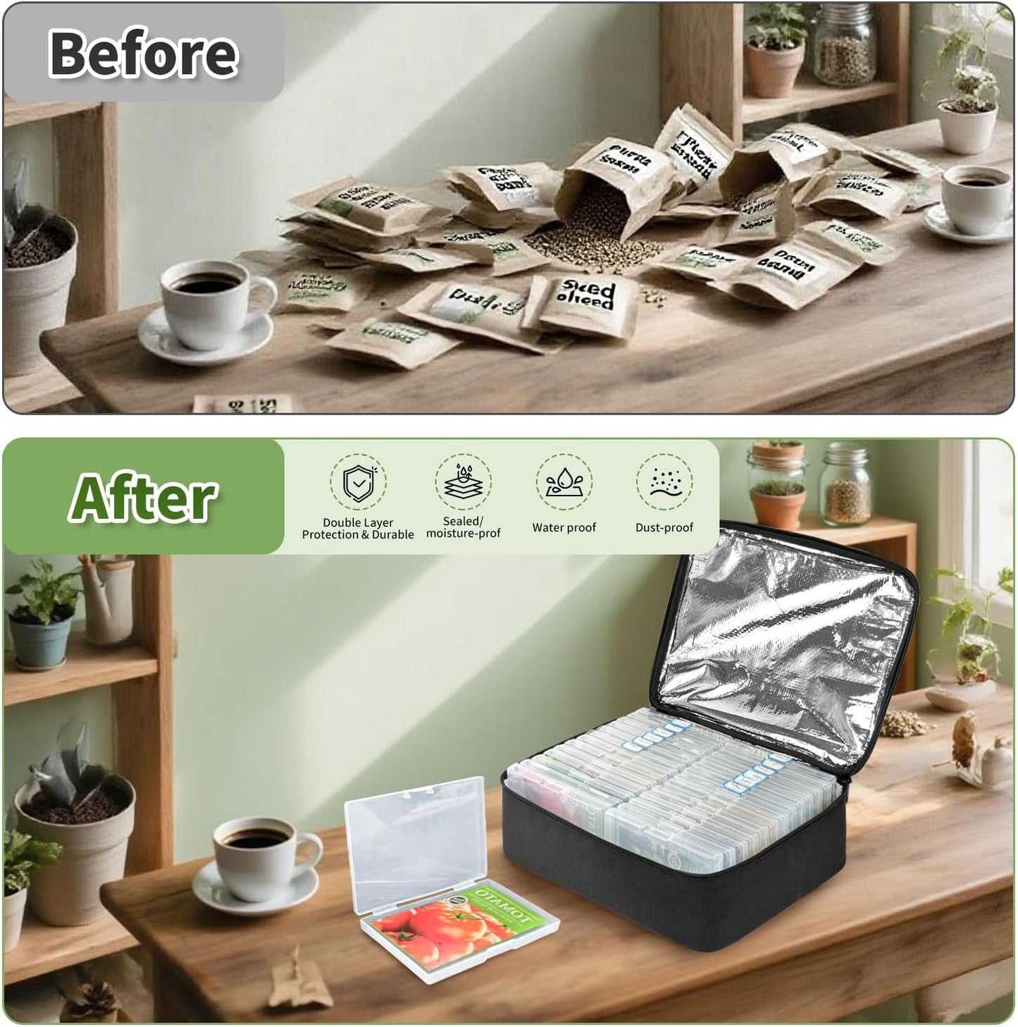 Boczif 26 Slots Seed Storage Organizer Box with Insulated Bag Seed Env
