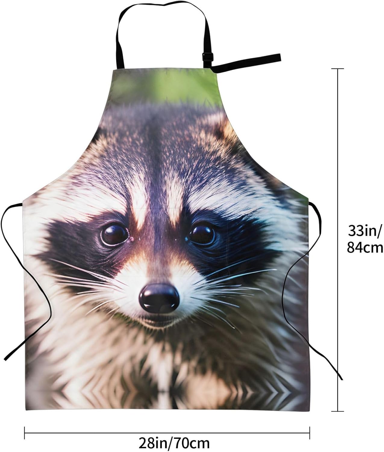Little Raccoon Face 1 print Waterproof chef's apron with pocket apron for kitchen cooking baking barbecue and gardening