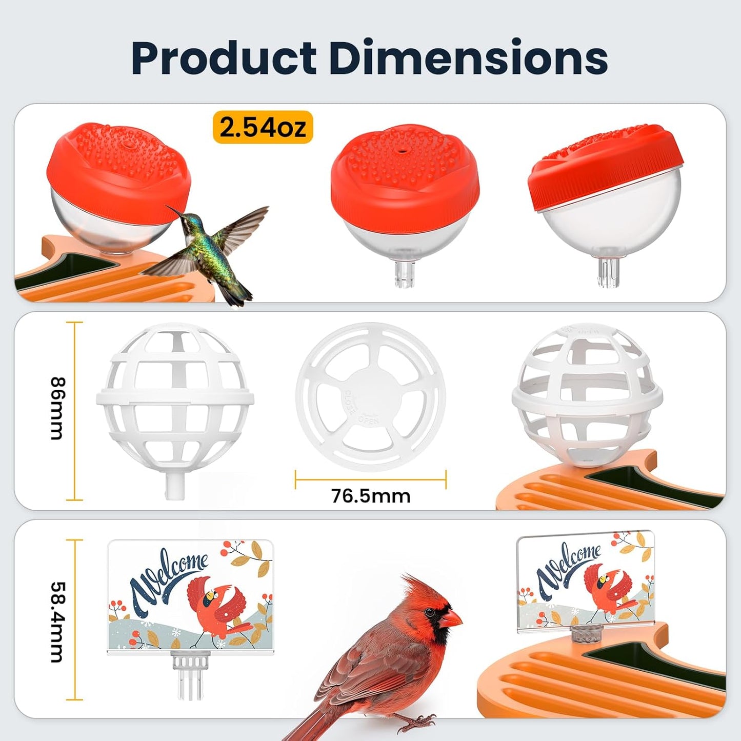 DIY Bird Feeder Add-Ons for Bird Feeder Camera, Including Suet Ball, Mini Hummingbird Feeder, Welcome Card, Must-Have Bird Feeder Accessories to Attract More Birds, Ideal Gift for Bird Lover