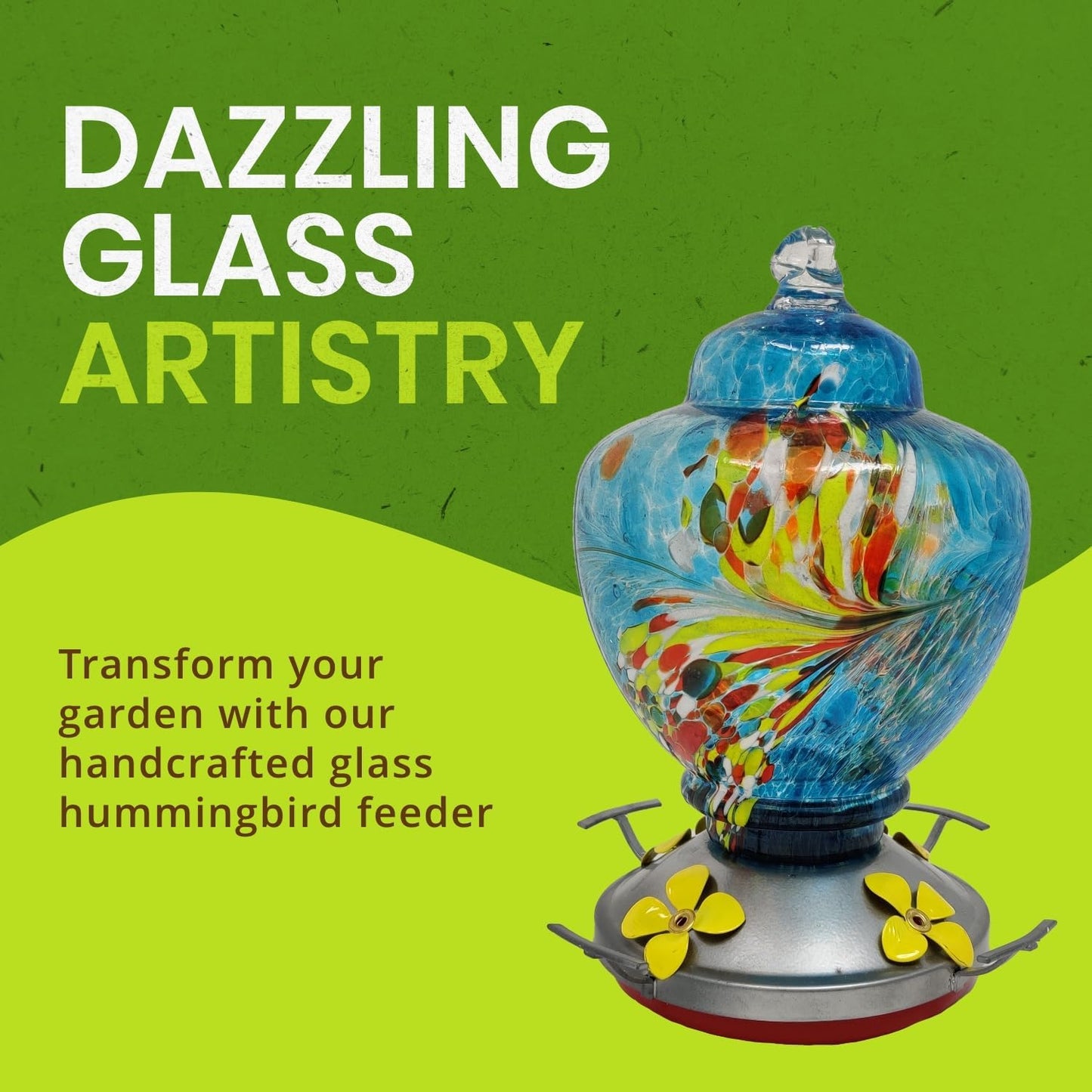 Nature Gear Hummingbird Feeder, Hanging-Mount Glass Hummingbird Feeder