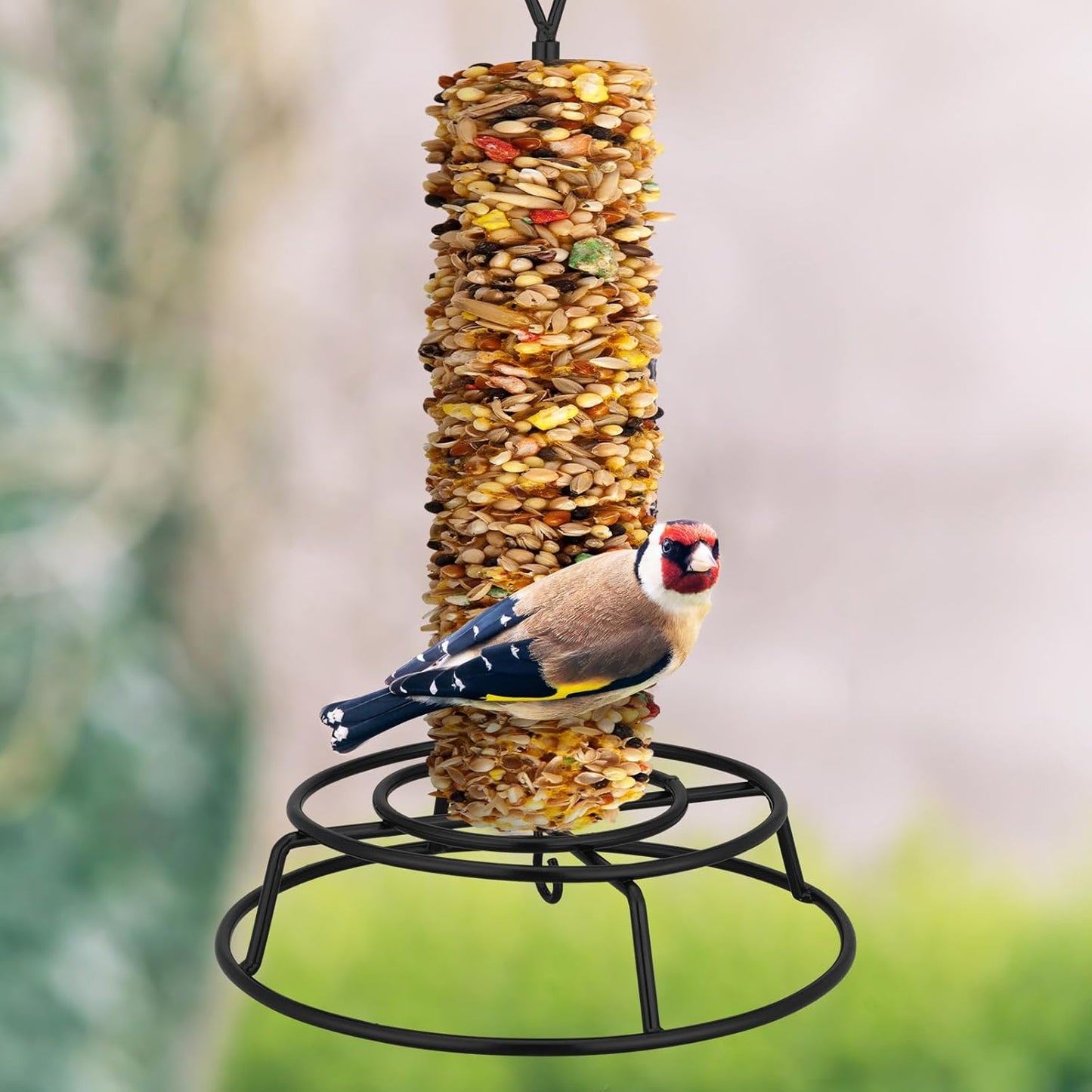 Honeydak 2 Pcs Cylinder Bird Feeder Outdoor Seed Holder for Large Smal