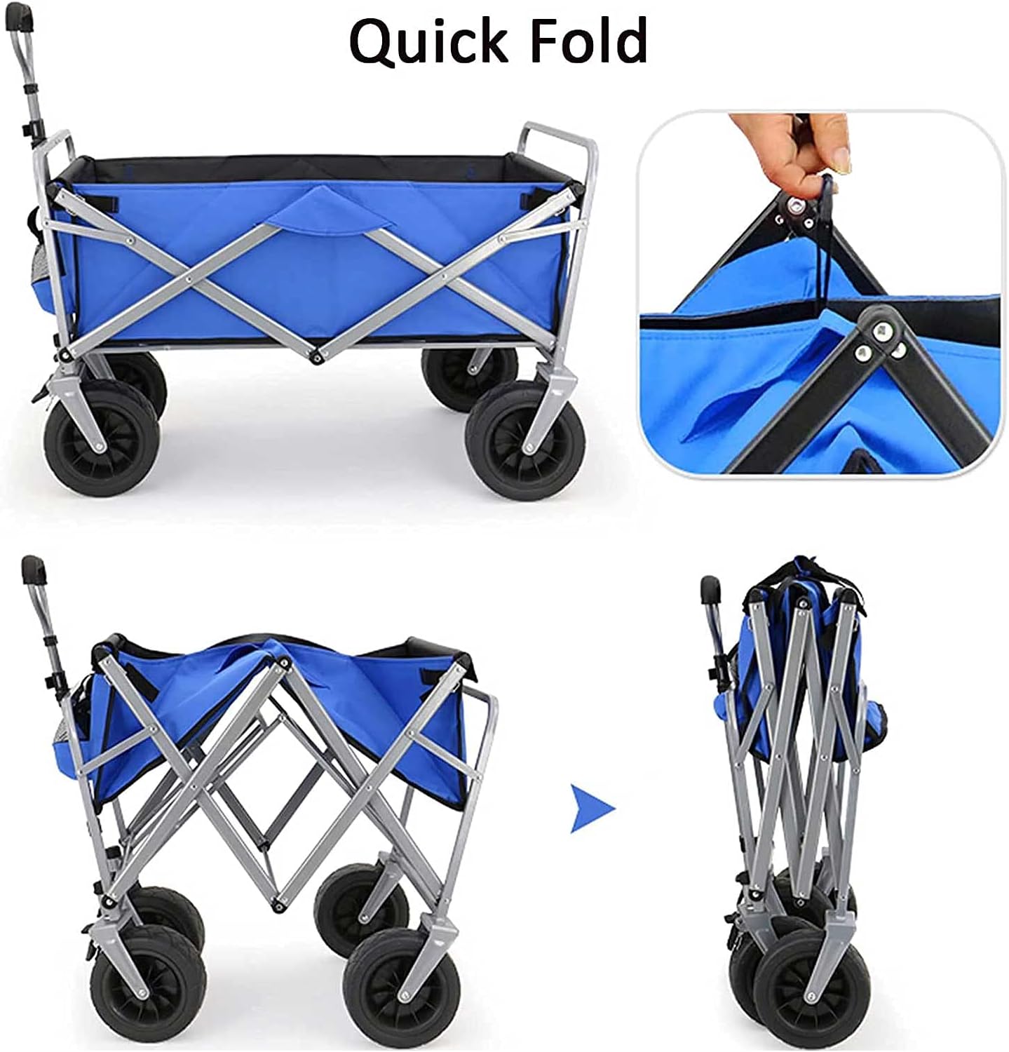 Foldable Garden Cart Outdoor l Heavy-Duty Beach Cart Portable with Adjustable Push-Pull Handle Wagon Stroller Suitable for Courtyard Beach Shopping(100 X 72 X 43 cm) (Purple)