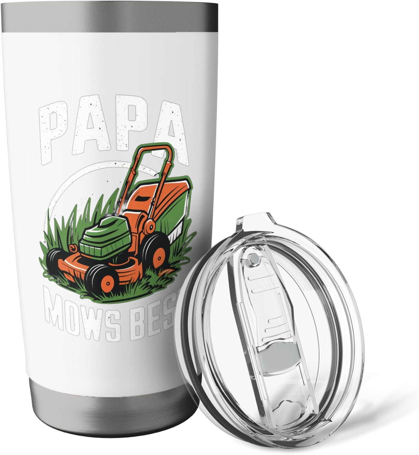 Papa Mows Best I Lawn Care I Dad Joke Stainless Steel Insulated Tumbler