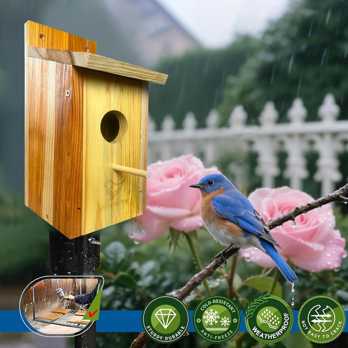 Large Bird House, Bird Houses for Outside Clearance, Cedar Birdhouses for Outdoors, Wood Birdhouse with Secure Latch, Bluebird Houses for Wren Swallow Finch Hummingbird