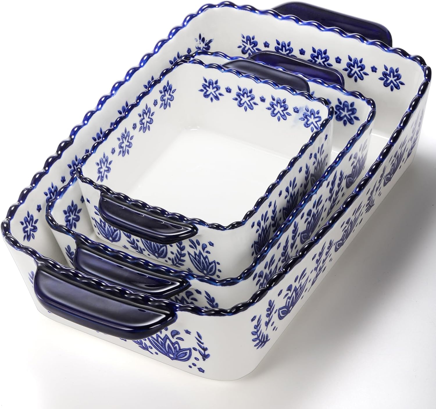 SOUJOY 3 Pack Porcelain Bakeware Set, Rectangular Baking Dishes, Lasag