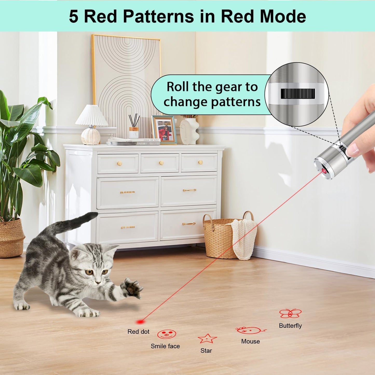 TBTeek Cat Toys, Rechargeable, 3 Light Modes & 5 Fun Patterns, Portabl